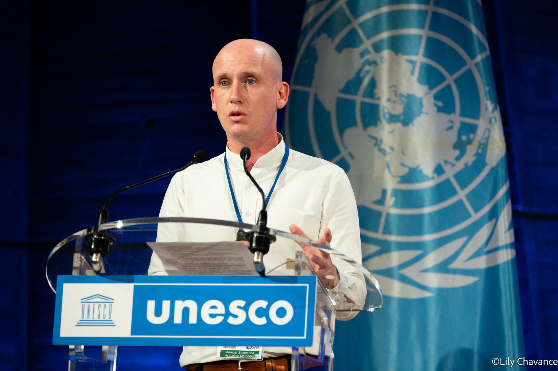 Roman Jurowetzki ved UNESCO konferencen i juli 2023